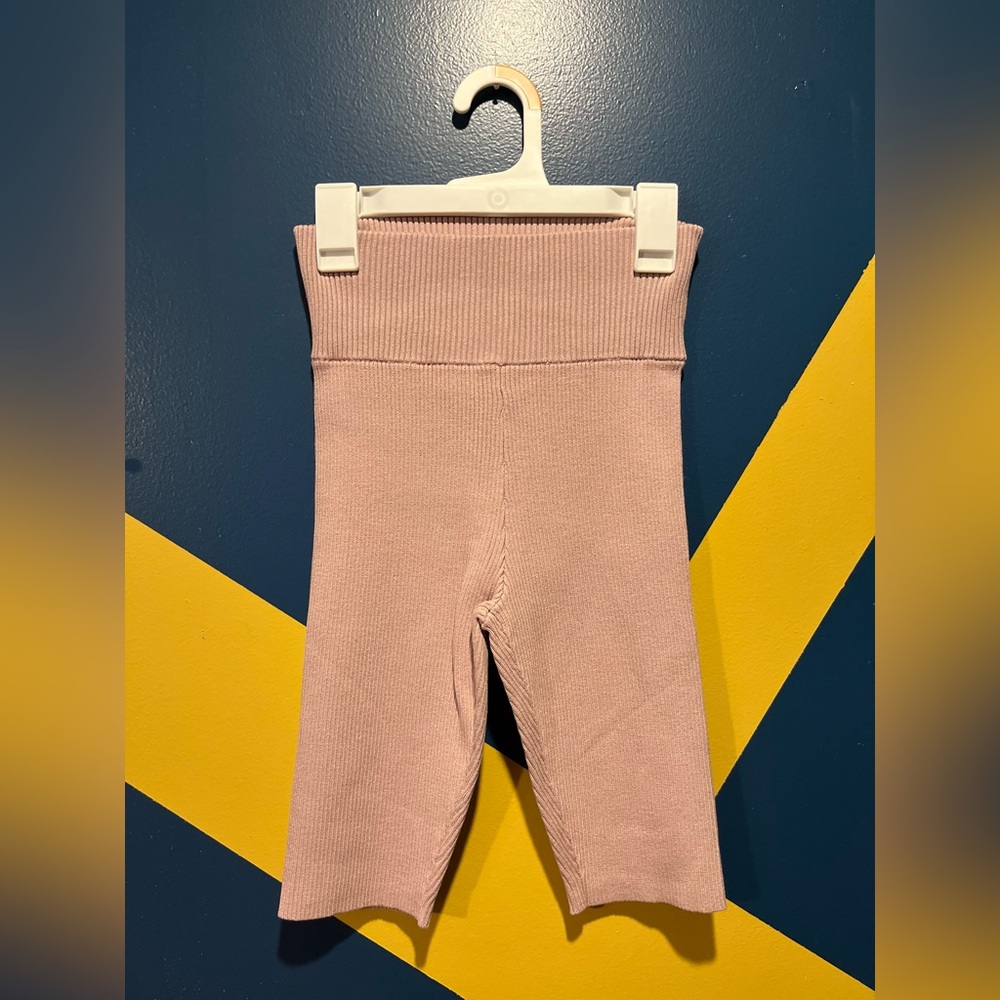 Anthropologie 525 America High Waisted Ribbed Bike Shorts in Quartz NWT